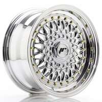 Japan racing Jr9 Silver Machined Lip With Rivet Gold 10x17 4/100 ET20 N74.1