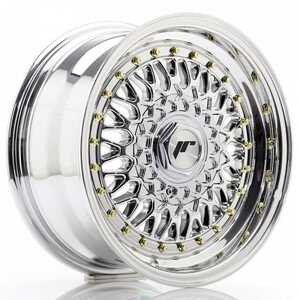 Japan racing Jr9 Silver Machined Lip With Rivet Gold 8x18 5/112 ET40 N74.1